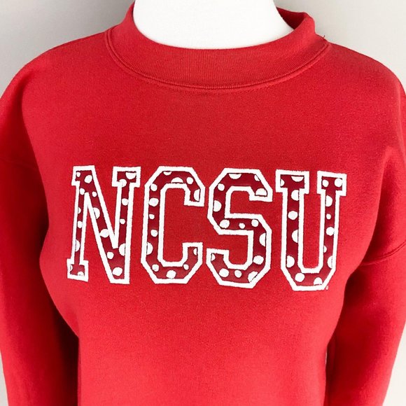 NC State Wolfpack Red Crew Neck Preppy Sweatshirt - Picture 2 of 4